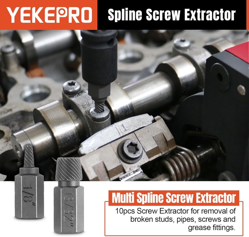 YEKEPRO 40 Pcs Bolt & Screw Extractor Set with Left Hand Cobalt Drill Bit Set, Easy Out Broken Stripped Screw Removal Tool for Damaged, Frozen, Studs, Rusted, Rounded-Off Bolts, Nuts & Screws, T15139 - Image 4